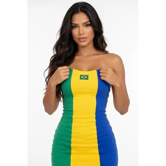 vestido Brasil 3 cores vestido tubinho