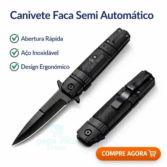 Canivete Faca Semi Automático Aço Inoxidável Design Ergonômico