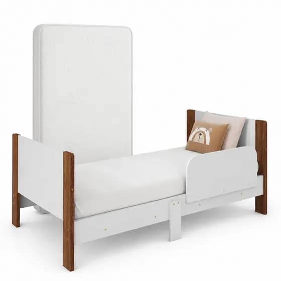 Cama Infantil Ondas Colchão Estilo Montessori Baixa Proteção Lateral Quarto Criança Menino Menina
