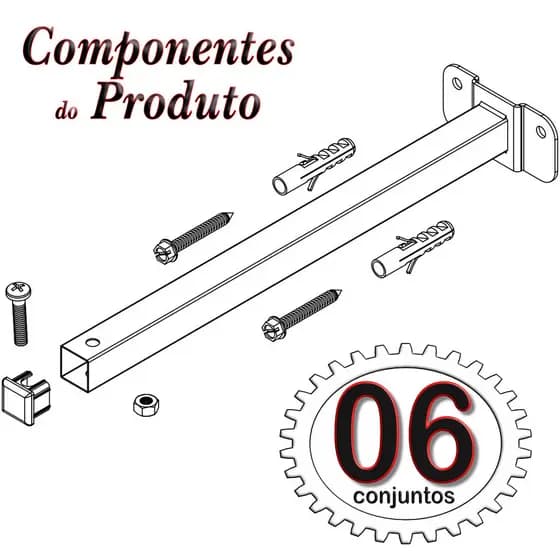 06 SUPORTES REFLETOR BASE RETA LED BRAÇO 30 cm 6 Cjts FAXADA BANNER