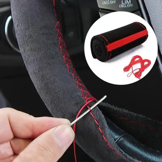 Capa de Volante de Carro, Tecido à Mão, Capa Protetora Antiderrapante e Resistente ao Desgaste, Capa Camour 6074