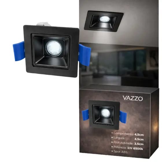 Luminária SPOT LED Embutir 4,5cm ABS 1W 6500k Pico Recuado Bivolt Vazzo