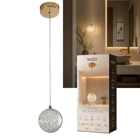 Luminaria Pendente Moderno 6w 3 em 1 LED Sala Lavabo Quarto Bivolt Vazzo