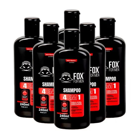 SHAMPOO 4 EM 1 240ML - FOX FOR MEN - 6 UNIDADES