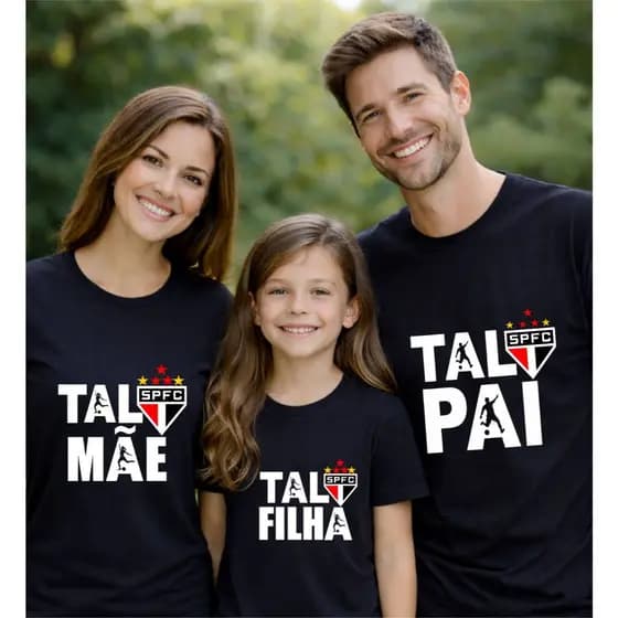 Kit 3 Camisetas Família Tal Pai Tal Mãe Tal Filha Camisas Combinando - Estampa Do Seu Time