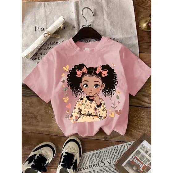 Camisetinha Infantil Menina Algodão Básica Blusa Estampada Minimalista Modinha Lançamento