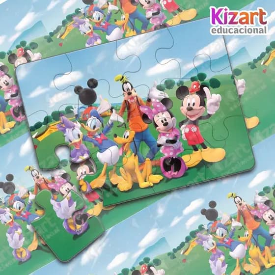 Lembrancinha Escolar Educativa Quebra Cabeça Festa Infantil 12 Peças Tema Turma Do Mickey Mouse