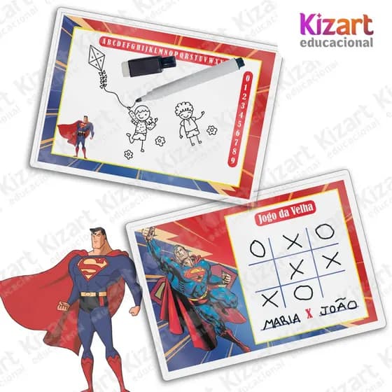 25 Lousa Mágica + Caneta Com Apagador Lembrancinha Festa Infantil Tema Super Homem