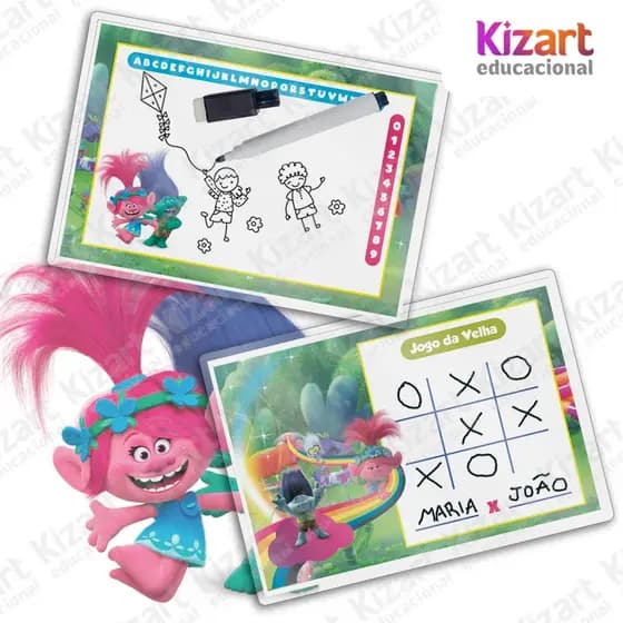 25 Lousa Mágica + Caneta Com Apagador Lembrancinha Festa Infantil Tema Trolls