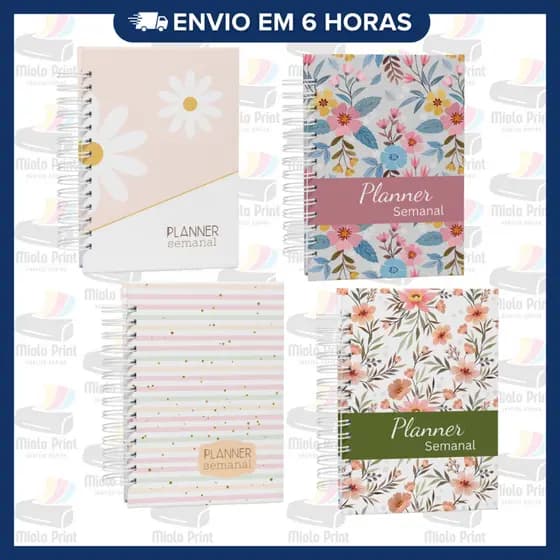 Planner Semanal Feminino A5 – Capa Dura Holográfica Papel 90g – Não Datado