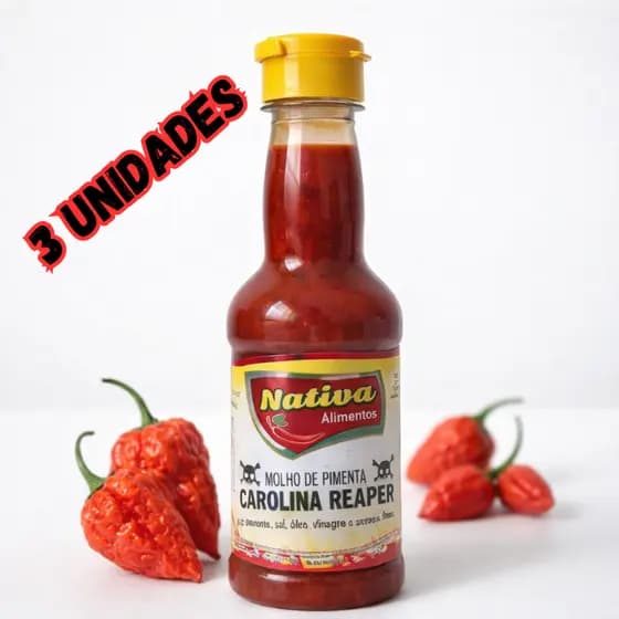 Kit 3 Molho de Pimenta Carolina Reaper a Mais Ardida do Mundo 150ml