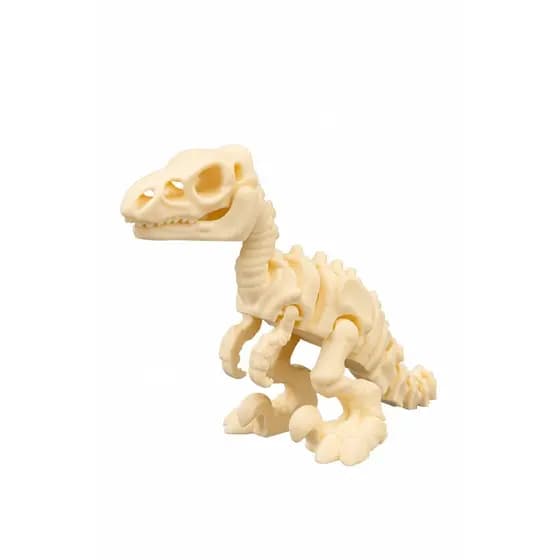 Esqueleto de dinossauro velociraptor articulado em miniatura impresso em 3d colecionável