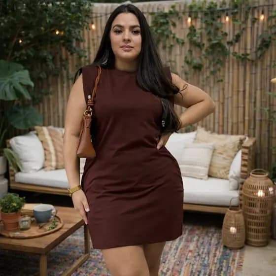Vestido Midi Muscle Tee Basico Manga Curta Confort 100% Algodão Vestido Casual Elegante