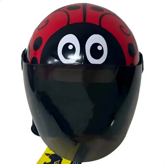 Capacete Liberty New3 Personalizado Joaninha Adulto Vermelho/Preto Viseira Fume Leve Confortável