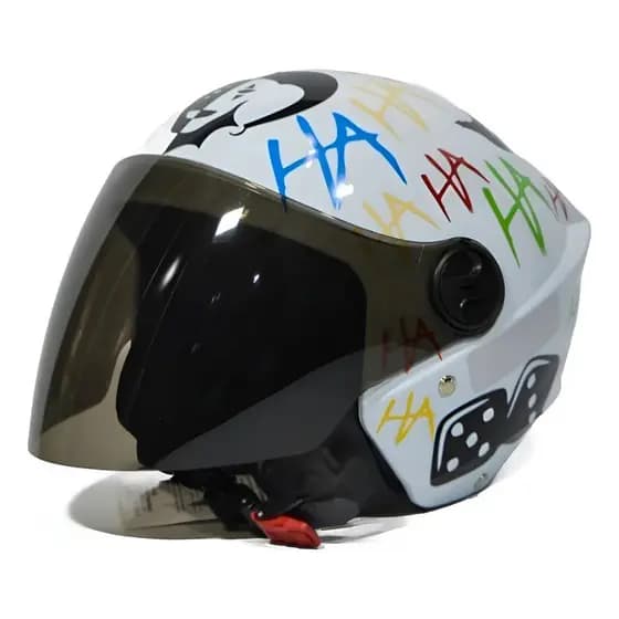 Capacete Liberty New3 Personalizado Palhaço Coringa Adulto Branco Viseira Fume Leve Confortável