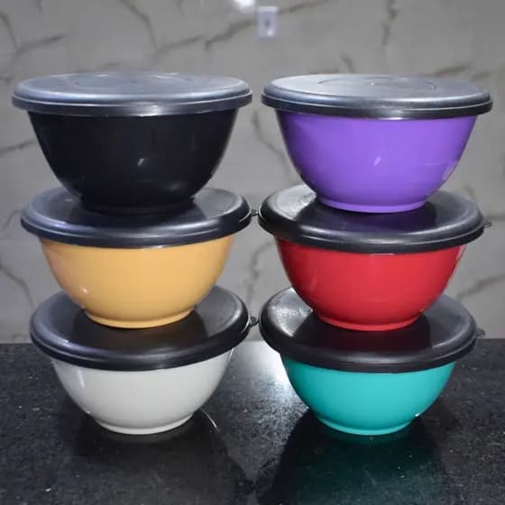 Kit 20 Potes Organizador Bowl 1 Litro Colorido Herméticos Saladeira Grande Plástico Cores Alta Vedação Cozinha Alimentos