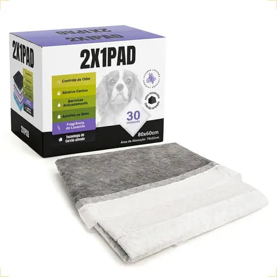 Tapete Higiênico Pet 80x60 Lavanda Carvão Ativado 2 em 1 Para Cães e Cachorros