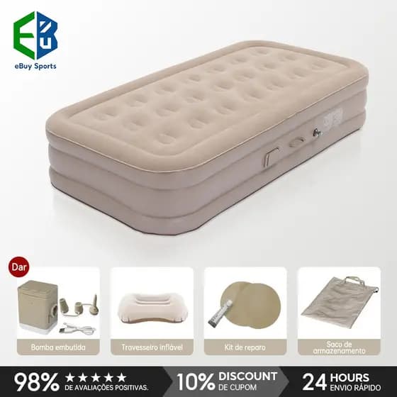 Ebuy SportsColchão Inflável Queen Individual Cama De Campanha Bomba Inflável Com Bateria De Lítio Integrada 190*100*40cm