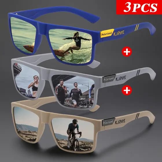 3 Pçs KAROS Polarizado Anti Brilho Óculos De Sol UV400 Unisex Ao Ar Livre Para Pesca Unidade Viagem Bivouac Praia