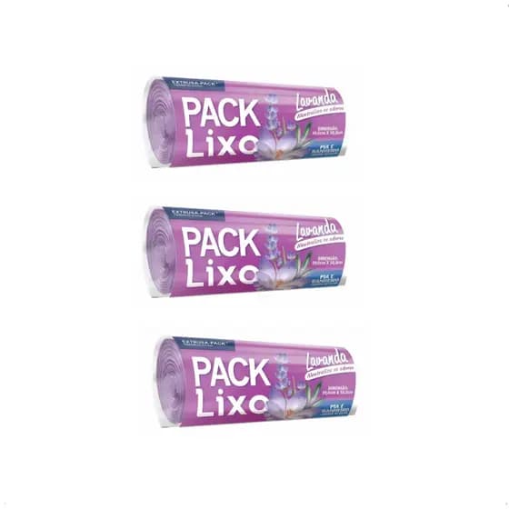 Kit 3 rolos 120 sacos De Lixo Econômico atacado Neutraliza Odores Banheiro E Pia Lavanda