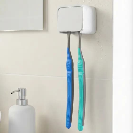 Porta Escovas de Dente Parede – Fixação Sem Furo – Suporte Para 2 ou 4 Escovas