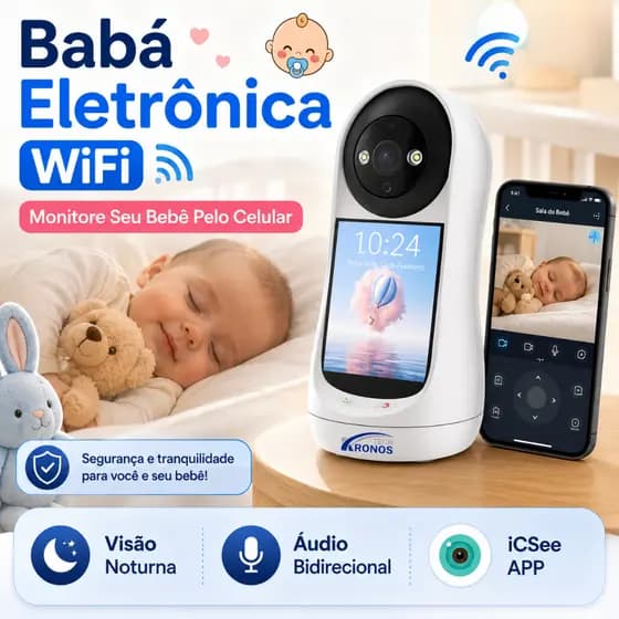 Câmera Wi-fi 4mp C/ Monitor Idosos e Crianças Com Vídeo Chamad
