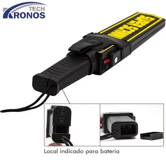 Detector de Metais Manual Portátil com Bateria Recarregável