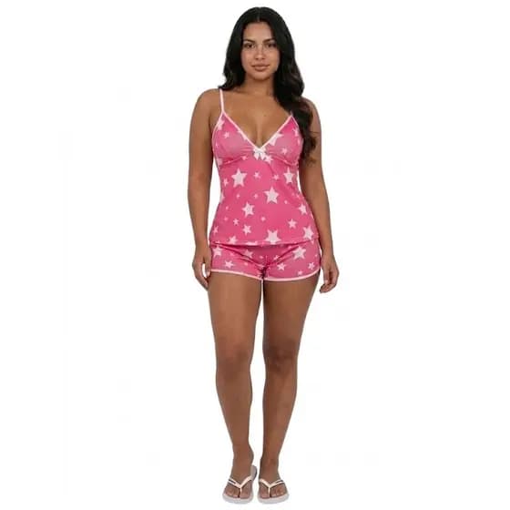 Baby Doll Pijama Feminino Confortável Estampado Curto Alça Regulável