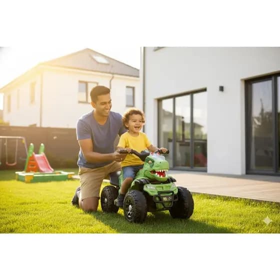 Quadriciclo Elétrico Infantil 6V Dinossauro T Rex Verde Bateria Recarregável Moto Passeio