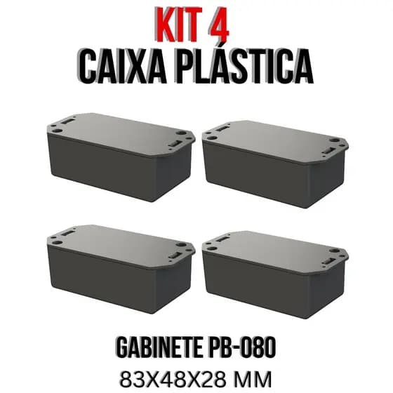 Kit 4 Caixa Plástica Pb-080 Gabinete Eletrônico Resistente e Seguro 5038-K4