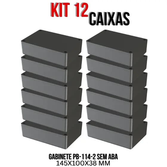 Kit 12 Gabinetes Plásticos Pb-114/2 Sem Aba Para Componentes Eletrônicos 5041-K12