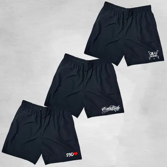 Kit 3 Shorts Bermudas Short Tactel Elatano GRAU, Ideal Para Treino, Academia, Corrida, Eporte