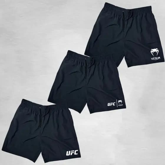 Kit 3 Shorts Bermudas Short Tactel Elatano UFC, Ideal Para Treino, Academia, Corrida, Eporte