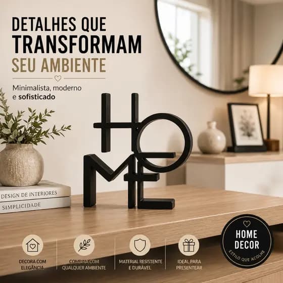 Letreiro Decorativo Home Decoração Moderna