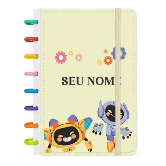 Caderno de Discos e Planner Personalizado - Caderno A4, B5 e A5 -- RobôsFloridosC40