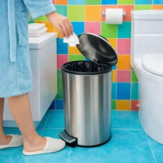 Lixeira Inox 5 Litros com Pedal Banheiro Lixeira de Banheiro Inox Cozinha Cesto de Lixo Pote Kit
