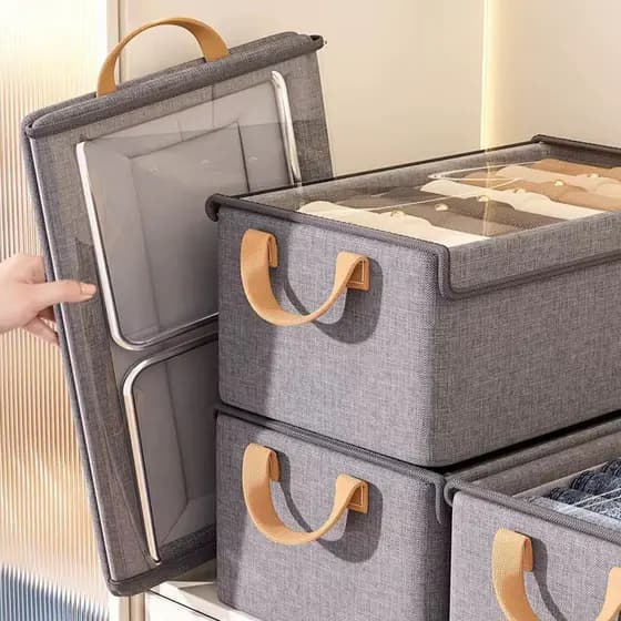 Kit 4 Caixa Organizador Grande Edredom Cobertor Casaco Guarda roupa Com/Sem Tampa