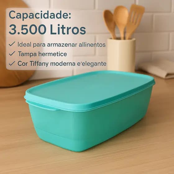 Pote Reforçado 3,5L para Alimentos – Retangular + Tampa