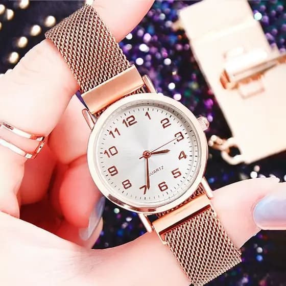 Caixa Versátil De Liga De Relógio De Quartzo Feminino Com Pulseira De Aço Inoxidável , Para Uso Diário