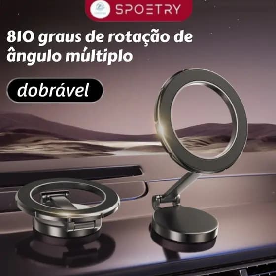 Suporte Mgnético Dobrável com Ímã Fort for Iphone de Apoio Rotação de 810° para Carro,Grata no Painel