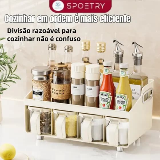 Organizador de Cozinha Temperos de cozinha para óleo Vinagre e Temperos de 2 Camadas com 4 Caixinhas