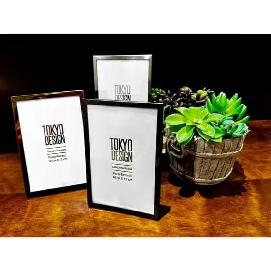 PORTA RETRATOS 10X15 COM VIDRO - FOTO - DECORAÇÃO - Poliestireno, Metal, PVC e MDF