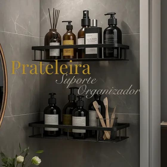 1/2 Suportes Porta Shampoo Organizador De Metal Para Banheiro Cozinha Prateleira Com Adesivos
