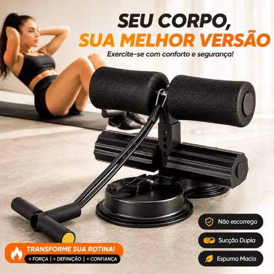 Suporte Para Abdominal Com Ventosa Ajustável Treino Em Casa Fitness Preto