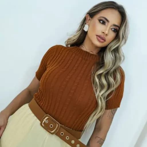 BLUSA TRANÇA TRICOT CONFORTAVEL DIA A DIA FEMININA MODA VERAO ELEGANTE