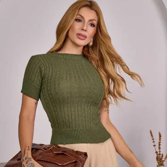 BLUSA TRANÇA FEMININO TRICOT CROCHE CONFORTAVEL DIA A DIA MODA BLOGUEIRA INSTAGRAM VERAO ELEGANTE