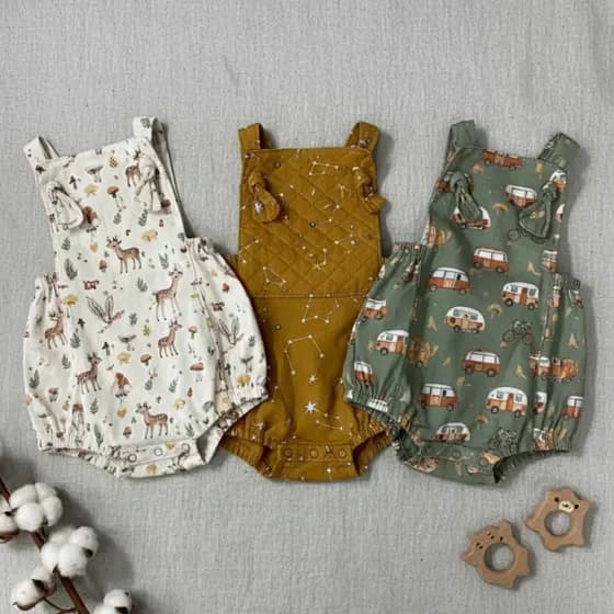 Kit 3 Rompers (Banho de Sol) – Tricoline 100% Algodão | RN ao G | Sortido Menina, Menino e Unissex