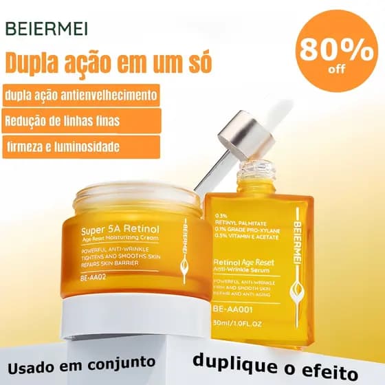 BEIERMEI Kit 2 Sérum 30ml Antirrugas com Retinol e Antienvelhecimento Melhora a pele flácida e reduz as rugas