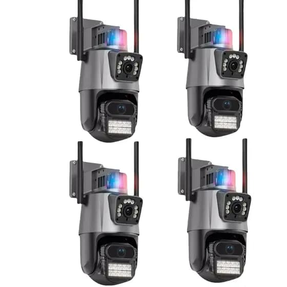 Câmera De Segurança Externa Lente IC Dupla Com Sirene Wifi 6mp Full Hd 4K 360graus Visão Noturna