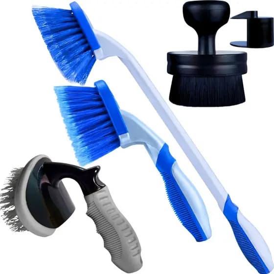 KIT 4 ESCOVA LIMPEZA AUTOMOTIVA LIMPEZA DE PNEU CAIXA DE RODA CURTA LONGA APLICADOR DE PNEU PRETINHO